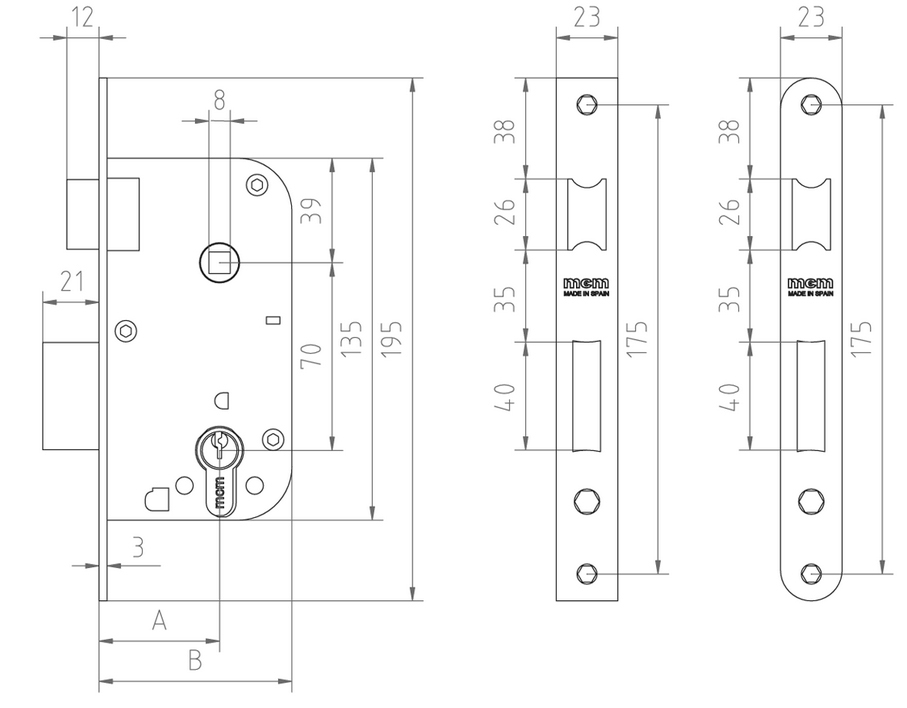 CERRADURA EMBUTIR SERIE 1300 1301 LATONADO 40 1301-240A311 2