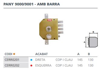CERRADURA SOBREPONER CON VARILLAS GOLPE Y LLAVE 60/D ESMALTADA ORO 9000P 2