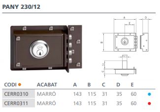 CERRADURA SANSON 230-12 D 230 DER. 2