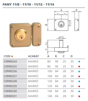 CERRADURA SOBREPONER 11-14 D 11-14 DER. 3