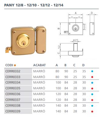 CERRADURA SOBREPONER 12-14 D 12-14 DER. 3