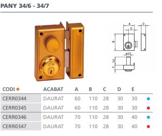 CERRADURA SOBREPONER 34- 6 D 34 6 DER. 2