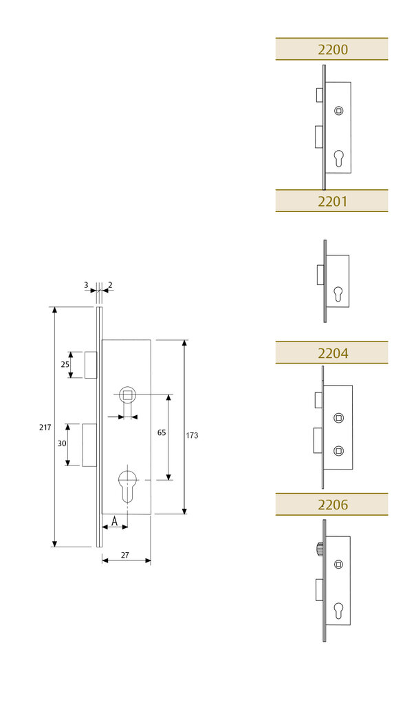 CERRADURA METALICA 2200-15 ENTRADA 13,5MM PICAPORTE-PALANCA H.CINCADO SIN ESCUDO, NI CERRADERO 220015HZ 2