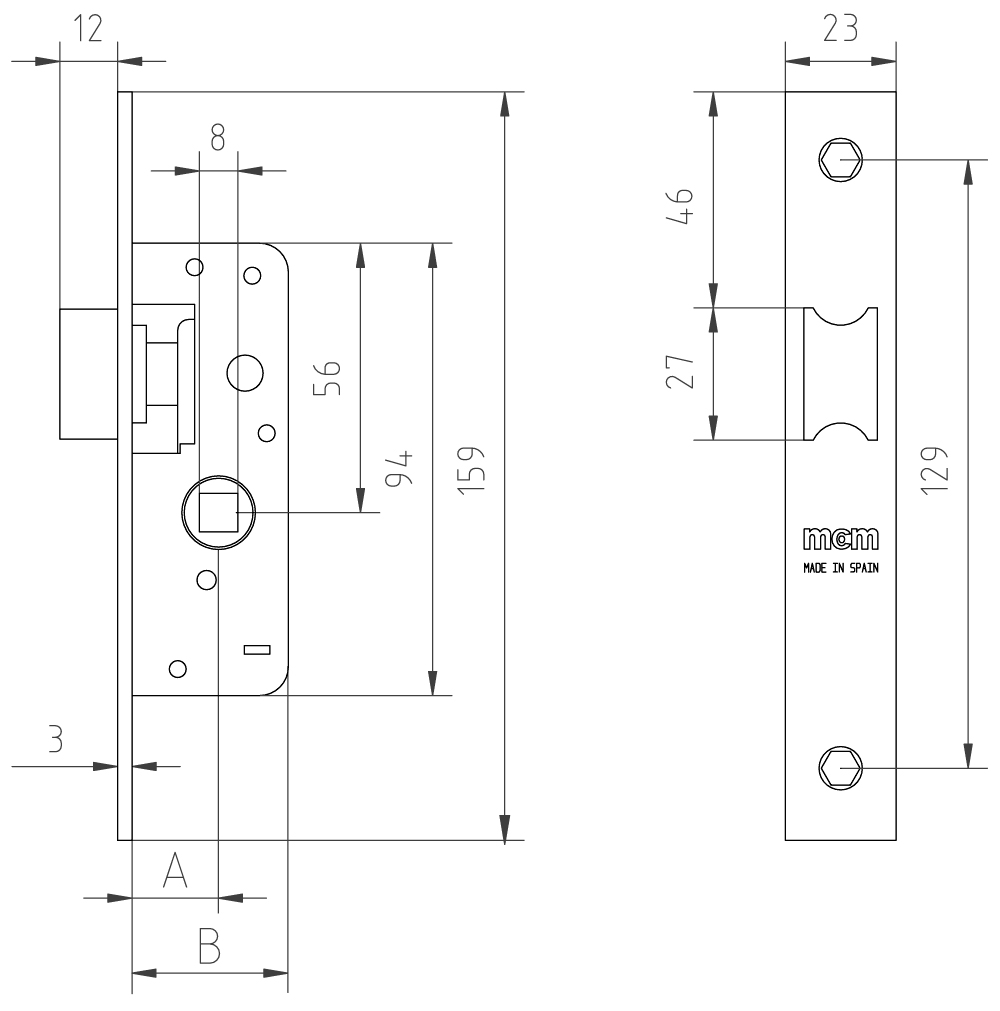 CERRADURA METALICA 1548-14 ENTRADA 11MM INOX 1548-14 2