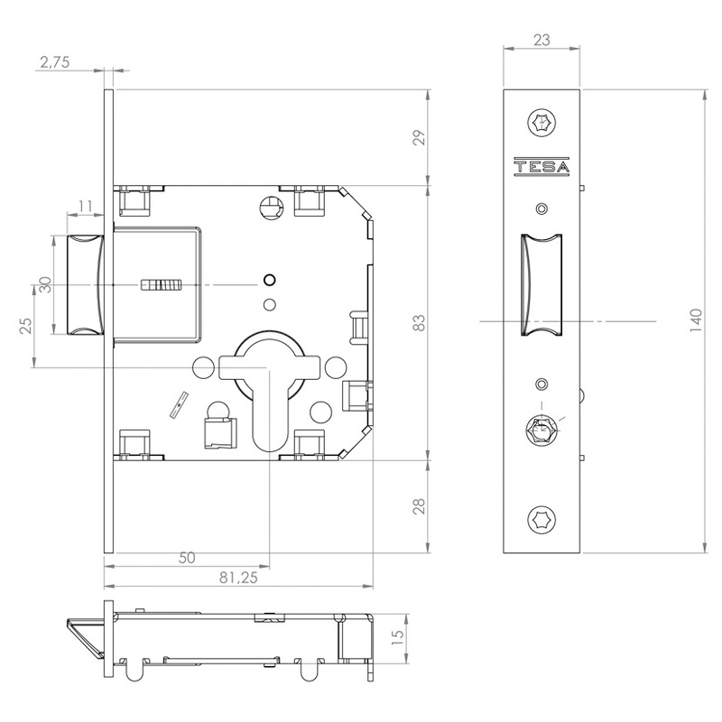 POMO CERRADURA SERIE TULIPA 3500 ENTRADA 3520/50/CM 352050CM 2