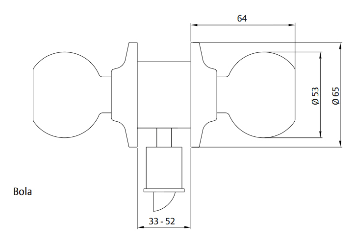 POMO CERRADURA BOLA 3900 BAÑO 3903/60-70/LM 3903U0LM 2