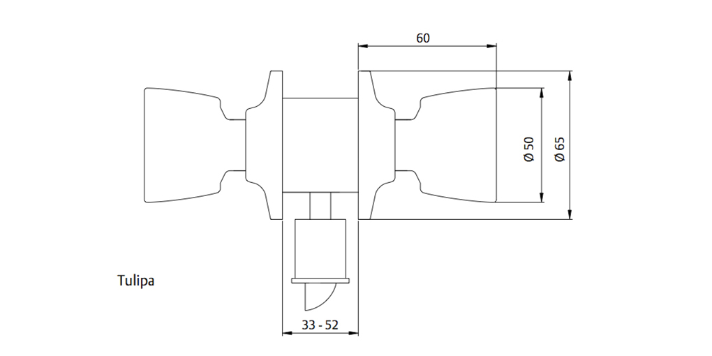 POMO CERRADURA SERIE TULIPA 3500 ENTRADA 3501/60-70/LM 3501U0LM 2