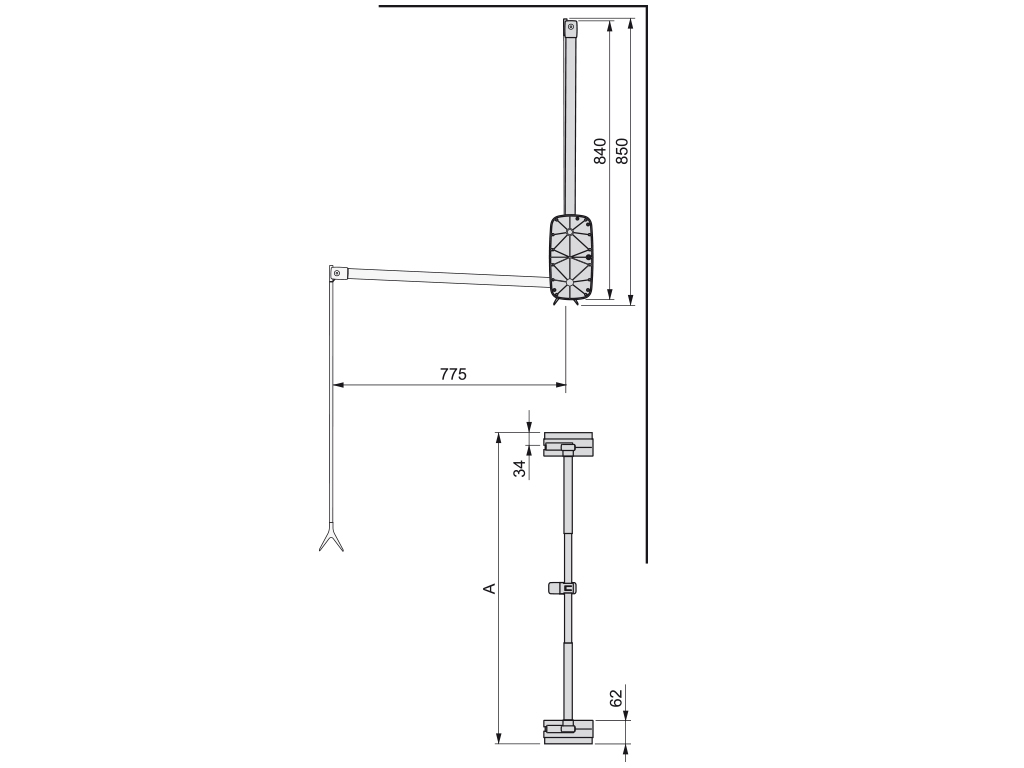 COLGADOR ABATIBLE SLING 600-830  CROMADO 3