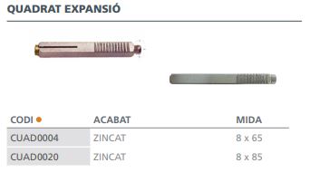 CUADRADILLO C/TORNILLO   8 X 85 LARGO 2