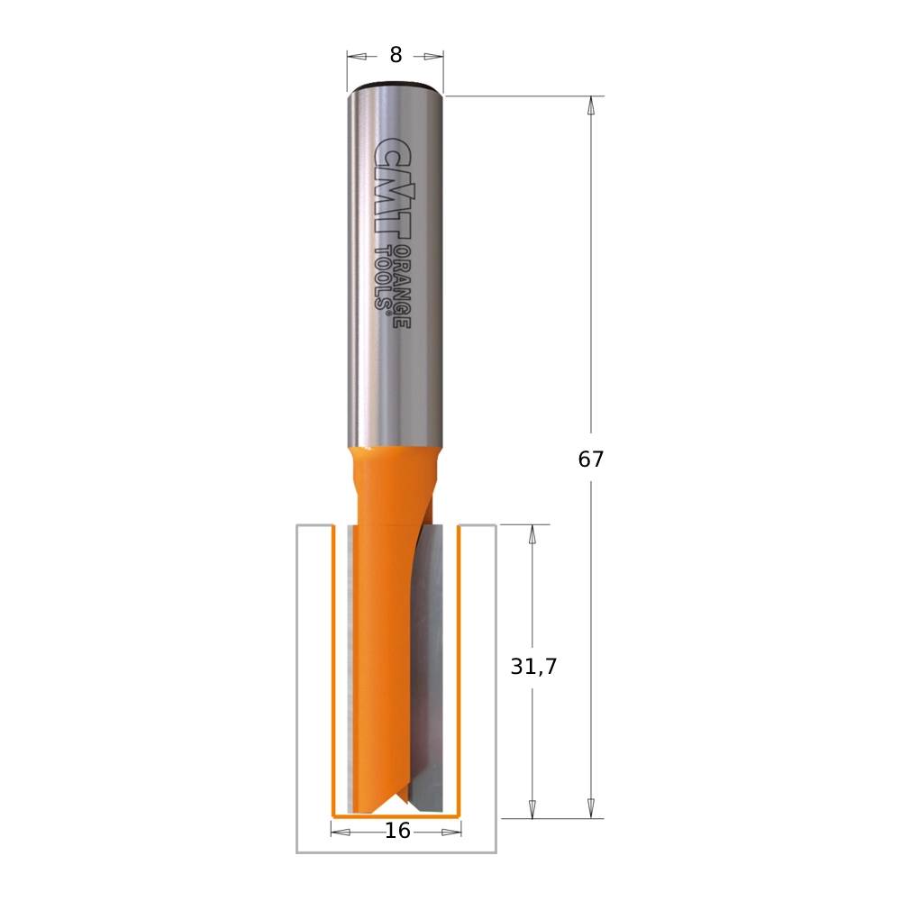 Fresa cmt 16mm eje 8mm    91216011
