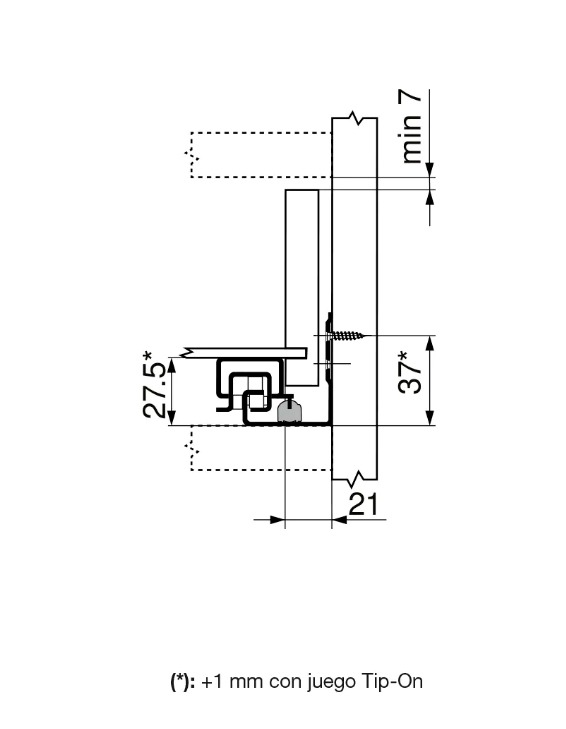 GUIA P/CAJONES 560H TANDEM (B) 500MM 4