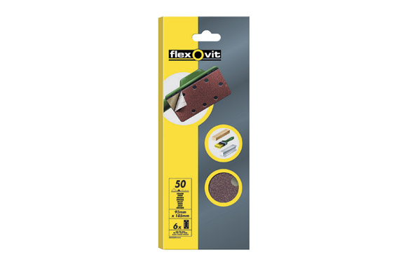 HOJA PAPEL LIJA RECTANGULAR VELGRIP 6 UDS 93X185 MM- GRANO 50 / 8 AGUJEROS 69957389786 1