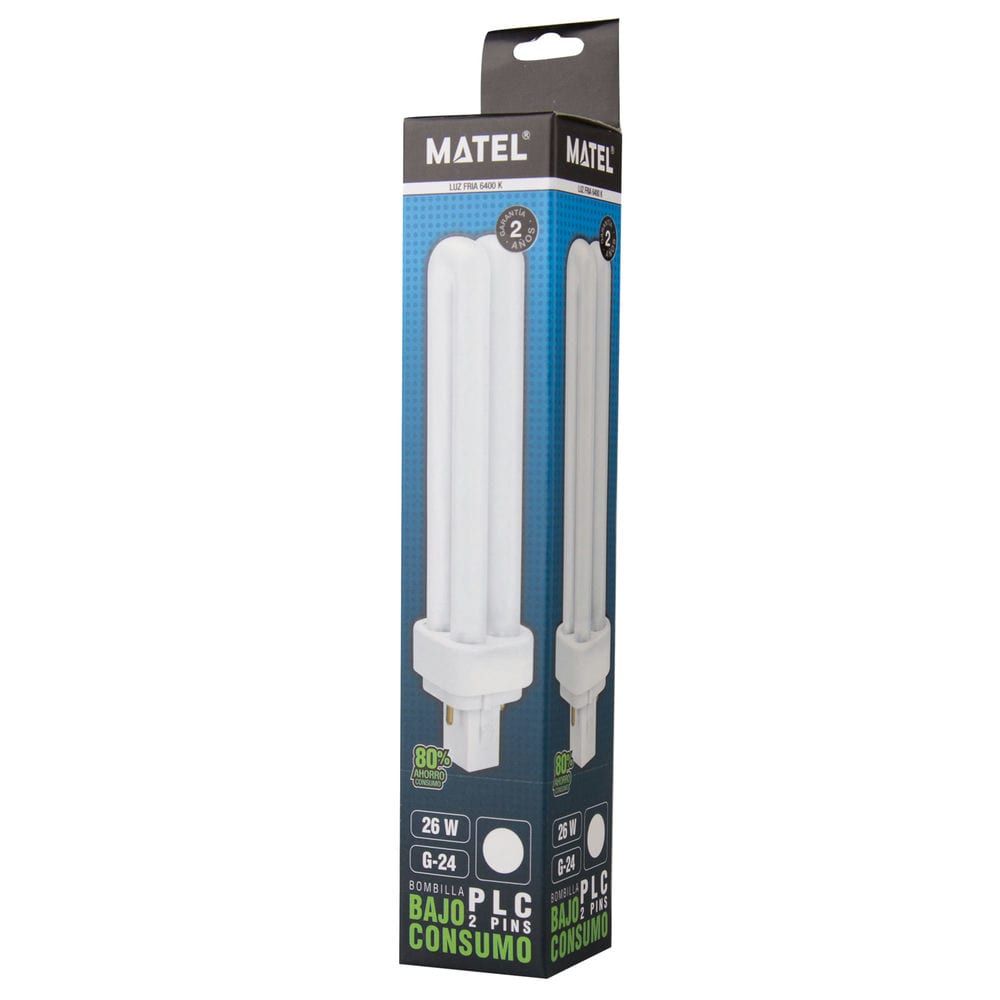 LAMPARA BAJO CONSUMO PLC G24D-3 LUZ FRIA (2P) 26W 21404 2