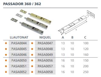 PASADOR UNA CAJA 13 X 10 MM 362-HL-120 MM 01043624120 2