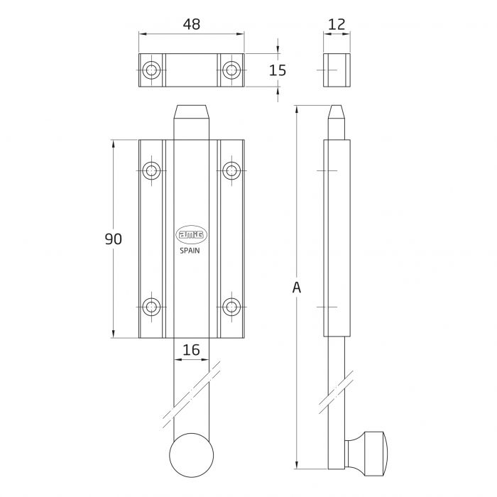 PASADOR 3700-300 L/CROMO MATE AMIG 2
