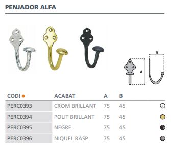 PERCHA ALFA  CROMO BRILLO   4110000 2