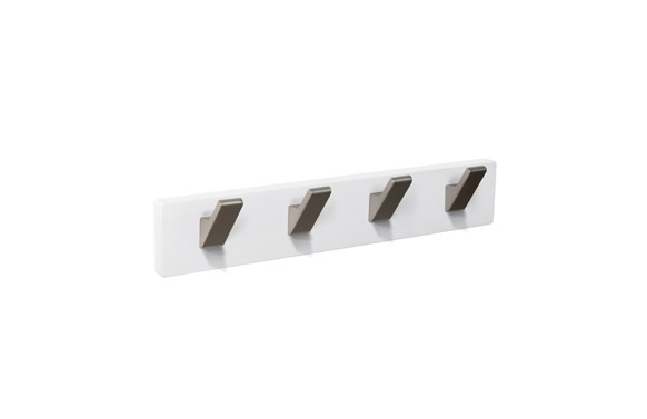 PERCHA PARED MADERA BLANCA 4 GANCHOS INOX MATE 9108BLIN 1