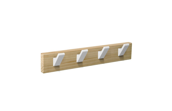 PERCHA PARED MADERA NATURAL 4 GANCHOS BLANCOS 9108PNBL 1