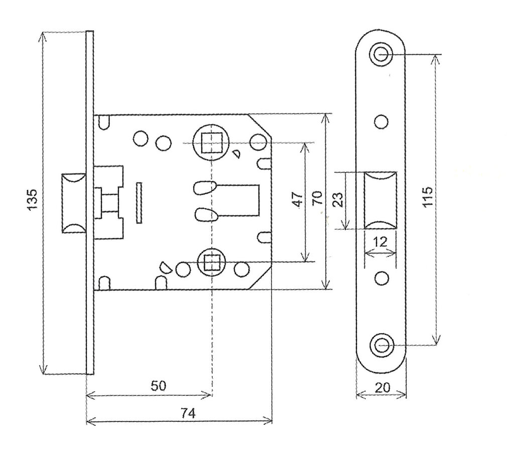 PICAPORTE PU2000 C/RED. 50X47MM NIQ.SAT. 2