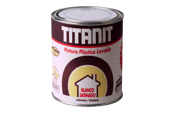 PINTURA PLASTICA INTERIOR EXTERIOR TITANIT SATINADO 750 ML BLANCO 12200034/5805893 1