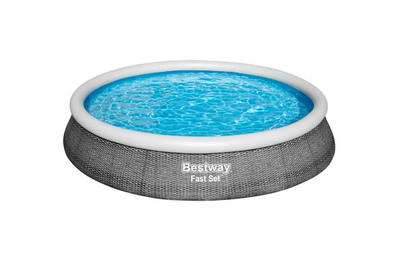 PISCINA REDONDA AUTOPORTANTE 7.340 L CON DEPURADORA TIPO II Ø396X84CM IMITACION RATAN 57376 1