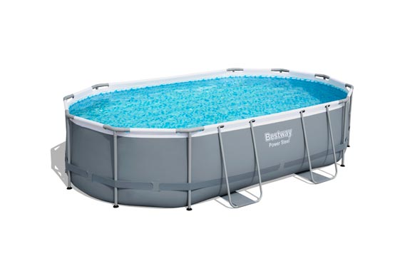 PISCINA OVALADA DESMONTABLE POWER STEEL10.949 L DEPURADORA CARTUCHO TIPO II 488X305X107CM GRIS 56448 1