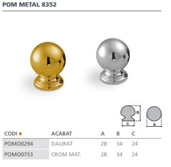 POMO METALICO DORADO 8352100 2