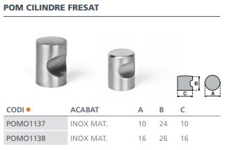 POMO INOX MATE CIL.FRESADO 10X24 3525200 2