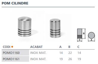 POMO INOX MATE CILINDRO    19 MM 4515202 2