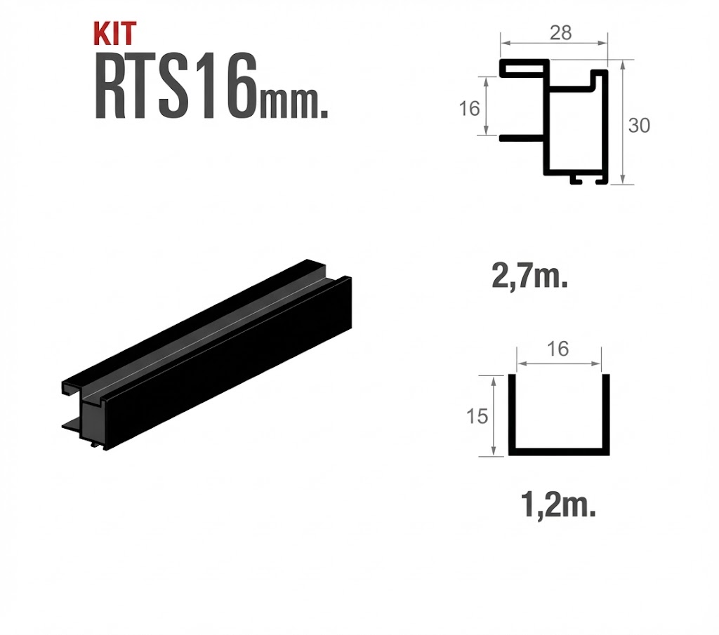 PUERTA KIT RTS-16   NEGRO MATE  2,7 MTS 1