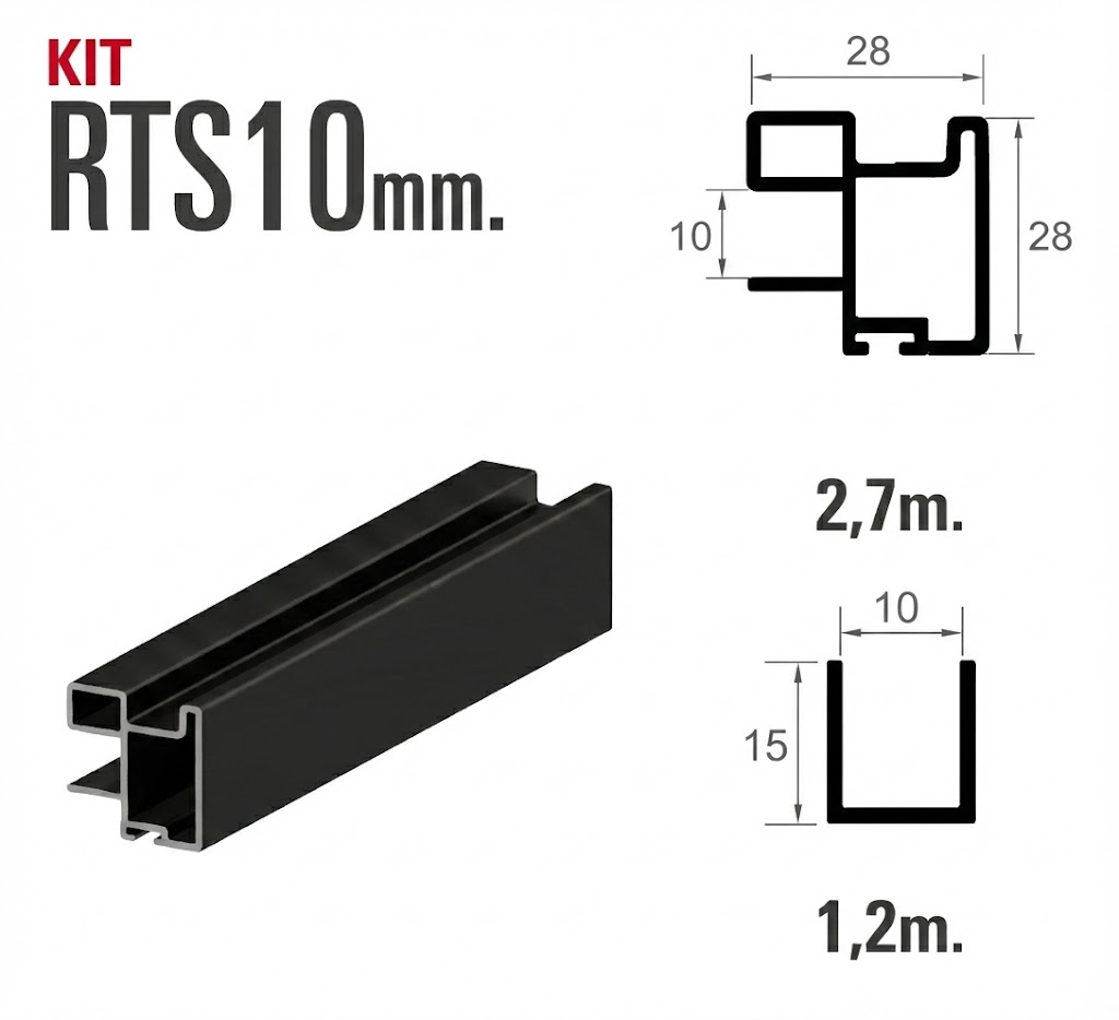 Puerta kit rts-10   negro mate  2,7 mts