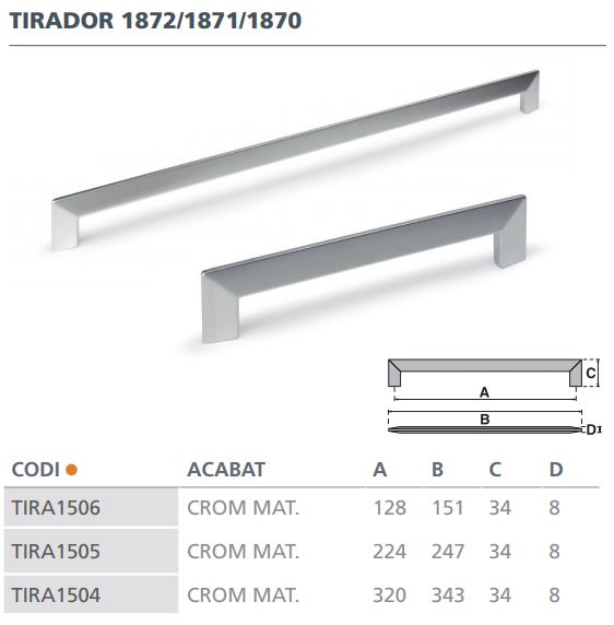 TIRADOR CROMO MATE 1871 (224MM)  6024002 2