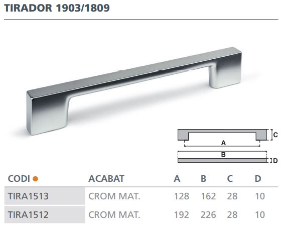 TIRADOR CROMO MATE 1809 (192MM)  6064001 2