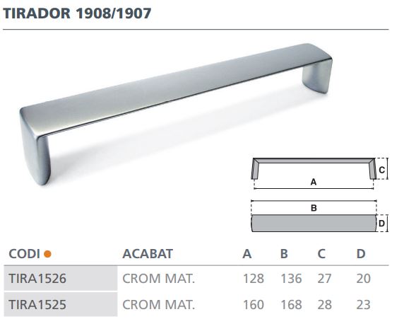 TIRADOR CROMO MATE 1907 (160MM)  6124001 2