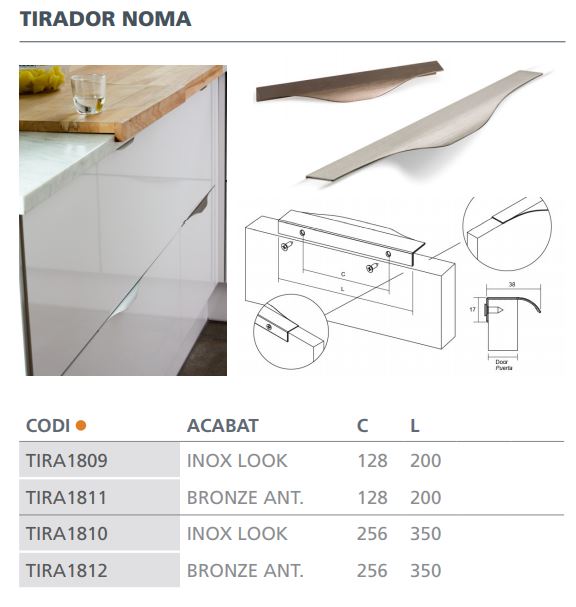 TIRADOR VIEFE NOMA  0254128L24 INOX LOOK 7