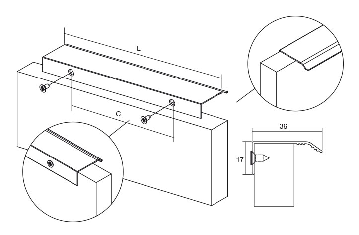 TIRADOR VIEFE CURVE 0117128L24 INOX LOOK 3