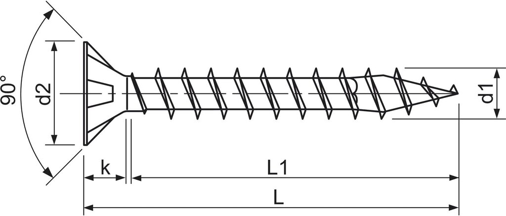 TORNILLO CABEZA PLANA WIROX 4,5 70 500 UDS 1081010450705 3