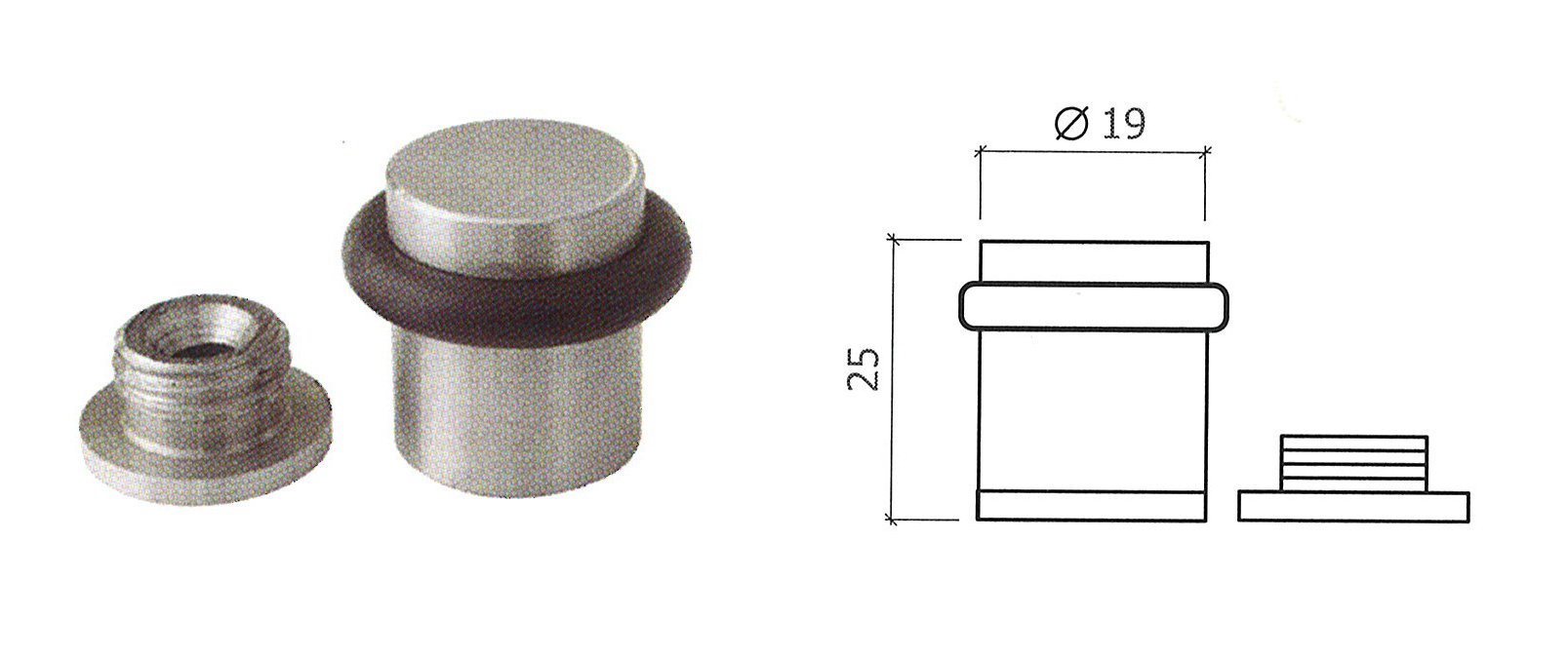 TOPE PUERTA INOX MATE  R.166  1825400 1